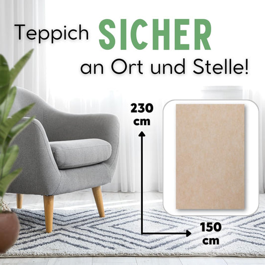 Flex it carpet anti-slip underlay for secure grip - 150 x 230 cm Strong adhesion without plasticizers or residue - Also suitable for underfloor heating | Anti-slip carpet underlay anti-slip fleece