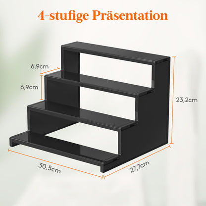 Lifewit Black multifunctional tiered display shelf for colognes, figurines, skincare, collectibles, for makeup room, living room, bedroom, bathroom, 30.5cm, 3 Pack