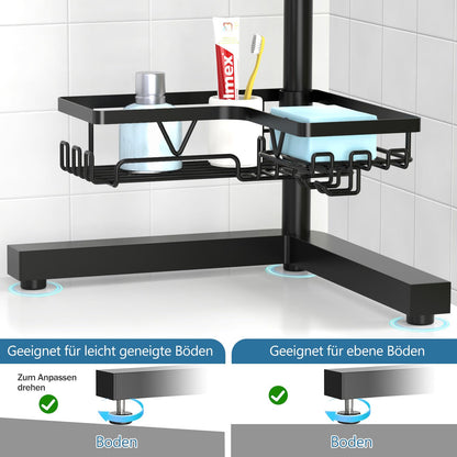 Kegii Telescopic Shower Caddy - Shower Shelf Without Drilling Corner Telescopic Rack Bathroom Corner Shelf Shower Shampoo Holder for Shower Black
