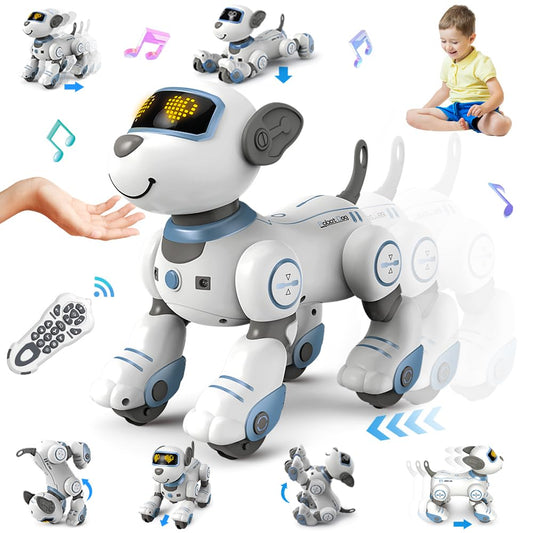 VATOS Robot Dog Kids Remote Control Toy - Interactive Touch and Follow Robot Dog with 17 functions, programmable dance music RC Dog Robot Toy for girls 3-12 years old