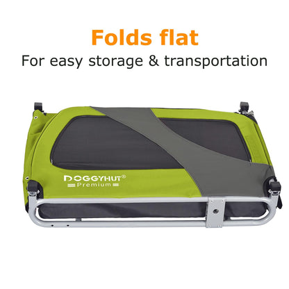DOGGYHUT® MEDIUM bike trailer for dogs up to 23 kg, foldable (GREEN)