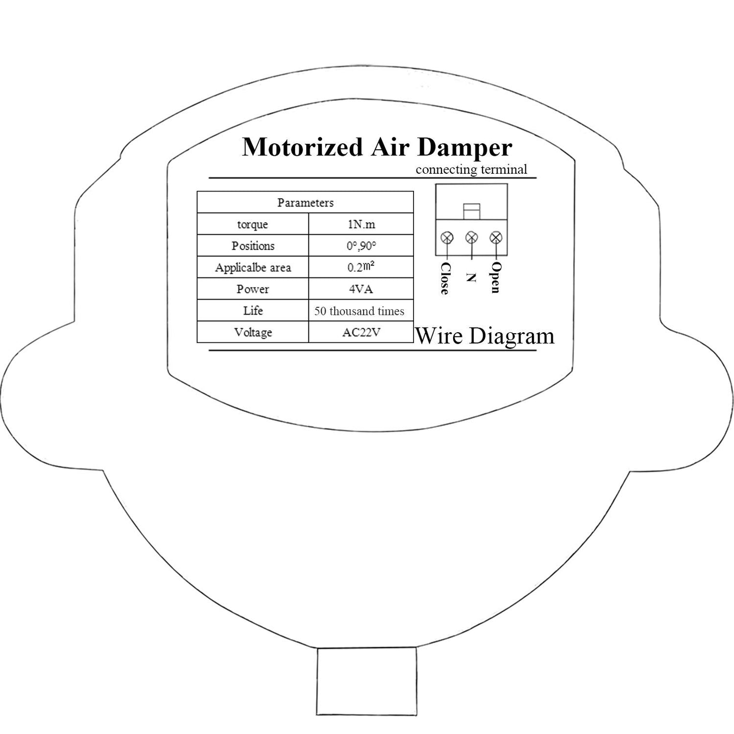 1 piece 220v HVAC motorized damper air throttle ventilation damper electric diameter 80 100 125 150 200 250 300 250 400 mm (height 190mm + outer diameter 150mm)