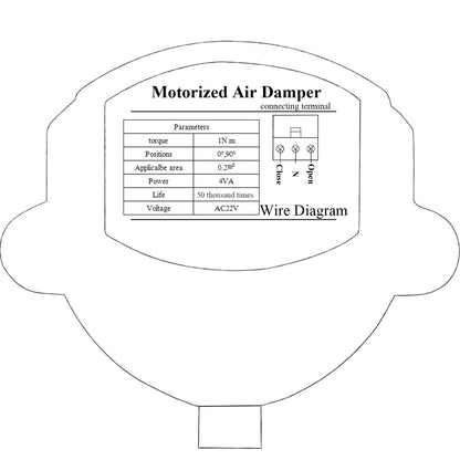 1 piece 220v HVAC motorized damper air throttle ventilation damper electric diameter 80 100 125 150 200 250 300 250 400 mm (height 190mm + outer diameter 150mm)
