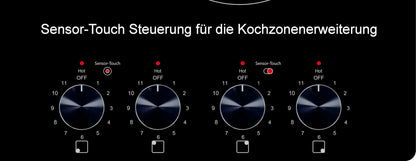 K&H Glass ceramic hob CK-7206K [4 ZONES] - 4 cooking zones with knob control - 4 zone hob Autark - 4 cooking zones - powerful connection - 59CM - 7200 Watt - 11 power levels
