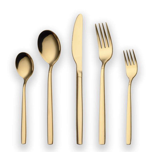 30 piece titanium coated cutlery set, 30 piece golden cutlery set, cutlery set cutlery sets, service for 6 (shiny gold)
