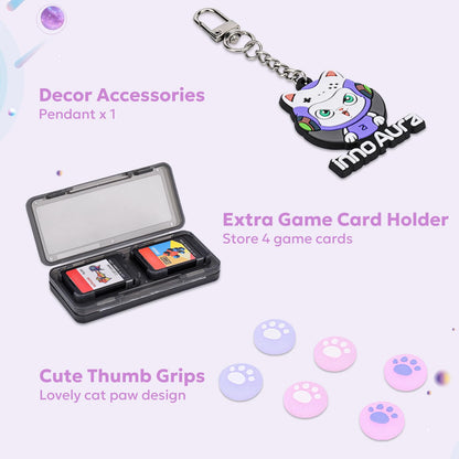 innoAura carrying case for Switch, 14-in-1 NS Switch accessory set with Switch bag, Switch protective case, Switch screen protector, Switch game storage, Switch joystick caps (Galaxy Purple)
