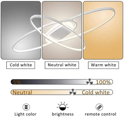 MQW LED Ceiling Light Dimmable Modern Ceiling Lamp Living Room Lamp Bedroom Lamp Ceiling with Remote Control 62W Interior Design Ceiling Lighting for Living Room Study Kitchen Office White, 130cm