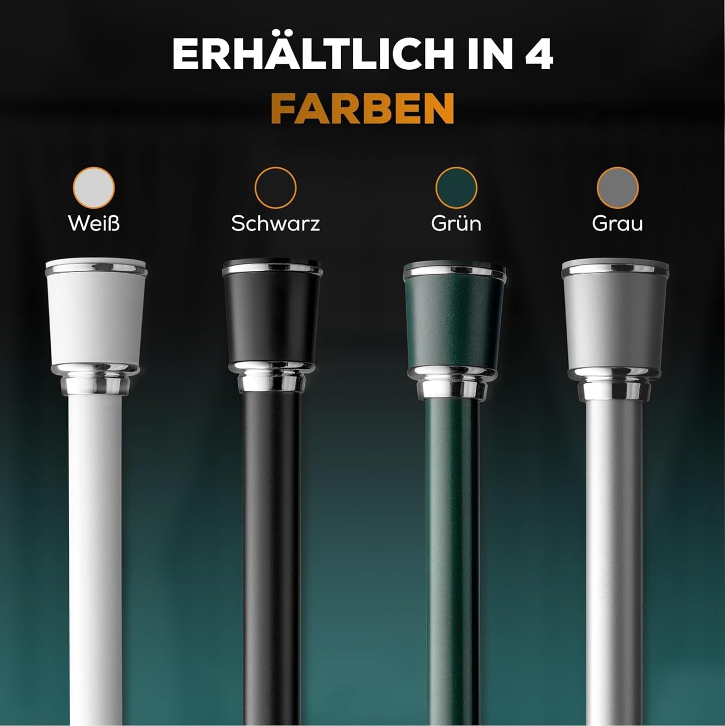MEISENBERG telescopic rod 87-120 cm Ø32mm, Green - Curtain rod without drilling, Extendable clamp rod, Curtain rod for clamping - Perfect for curtains & drapes.