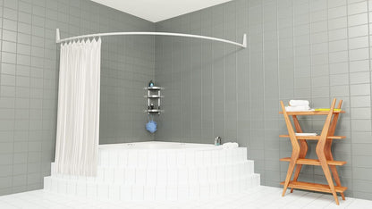 Erica corner shower curtain rod, 140x140 cm, angled shower rod, wall-mount for tubs, supports without ceiling attachment, steel with white plastic coating, 100% rustproof