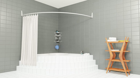 Erica corner shower curtain rod, 140x140 cm, angled shower rod, wall-mount for tubs, supports without ceiling attachment, steel with white plastic coating, 100% rustproof