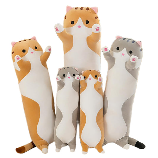 Bobomon Cat Plush Toy, Cat Long Pillow, Giant XXL Kawaii Plush Cat, Cute Side Sleeper Pillow, Cat Plushie (Yellow, 130cm)