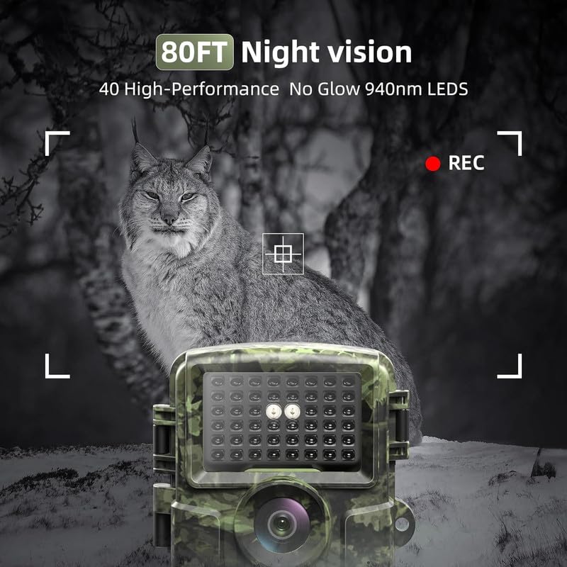 Seseno WiFi Trail Camera, 4K 60MP HD Wildlife Camera with Mobile Transmission APP, IP66 Waterproof Night Vision Camera Hunting Camera with Motion Sensor for Wildlife Monitoring with 32G Memory Card
