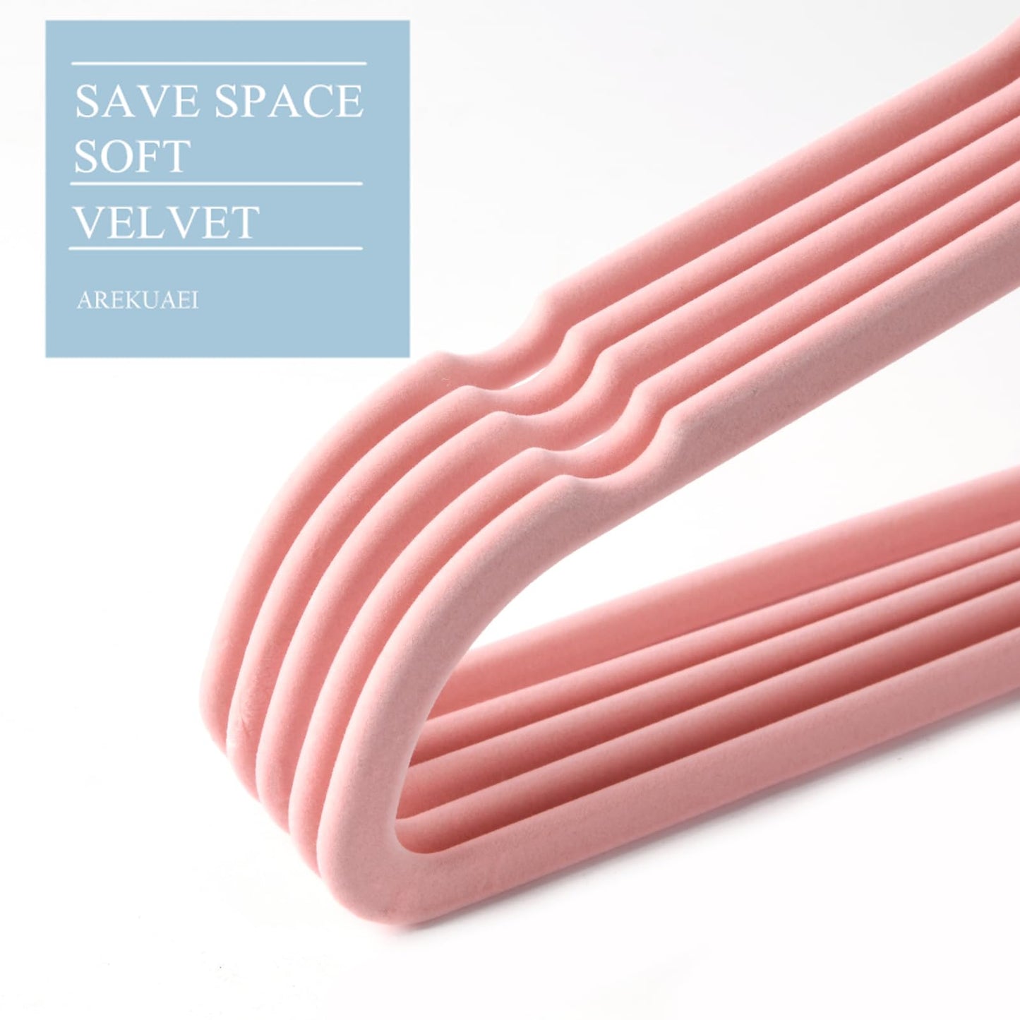 Arekuaei pink velvet hangers, durable, non-slip, space-saving hangers, copper/rose gold, 50 pieces