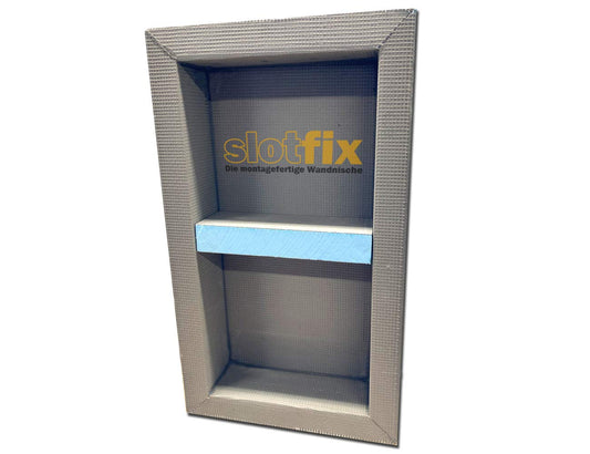 slotfix® tileable ready-to-install wall niche 60x30x10cm as a shower shelf in drywall provides more storage space in bathroom & Co. Exclusive storage with center divider.