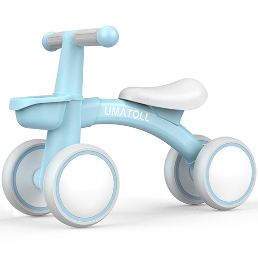 Umatoll baby balance bike for 1 year old, toy for 12-24 months, toddler walking bike with basket for boys girls, gifts for 1 year old birthday (light blue)