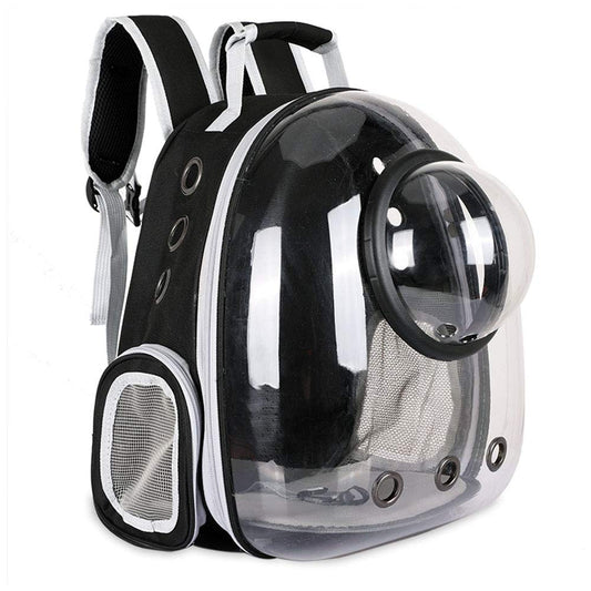 Sipobuy Pet Space Capsule Backpack, Small Medium Cat Puppy Dog Carrier, Transparent Breathable Heat Proof, Pet Carrier for Travel Hiking Walking Camping (Black)