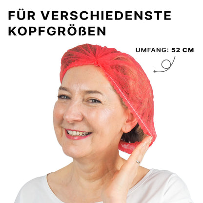 ARNOMED 1000x Disposable Hair Net 52 CM Red, Disposable Head Cover, Cap for Surgery, Gastronomy & Hygiene, Disposable Hair Cap, Disposable Head Cap, Hair Net, Clip Caps, Fabric Hair Protection Cap.
