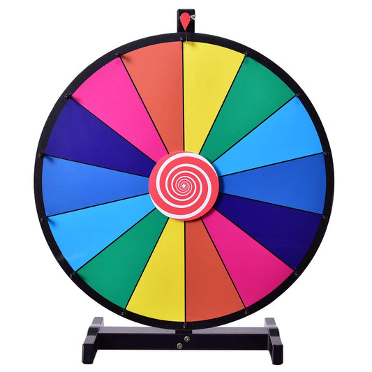 GOPLUS 24 Inch Prize Wheel, Spin Wheel for Lottery & Word Games with Marker & Eraser, Tabletop Game for Carnivals, Parties & Trade Shows, reusable Spinning Wheel (24").