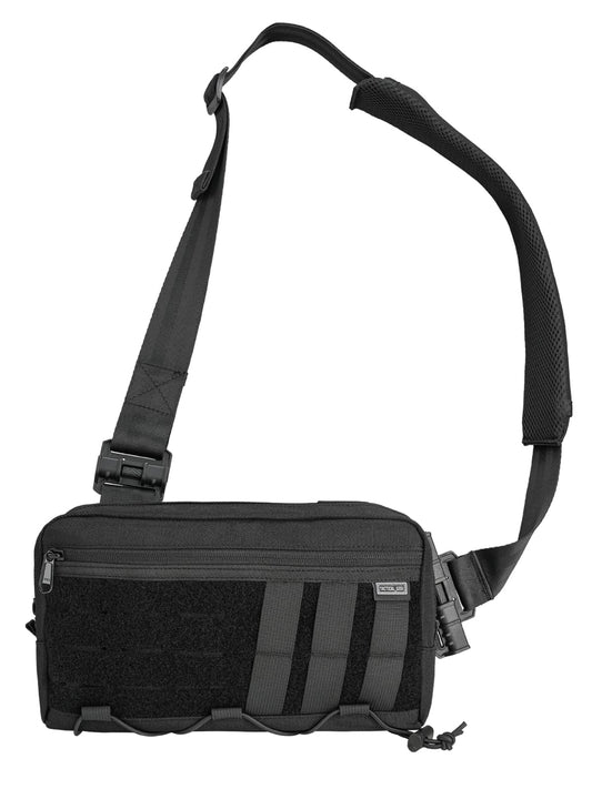 TACTICAL_GEEK Cache L3C EDC Sling Bag Chest Crossbody Bag, 1000D OXFORD CLOTH Shoulder Bag, Waist Bag Shoulder Bag Chest Bag with Adjustable Shoulder Strap for Travel School Hiking, Black