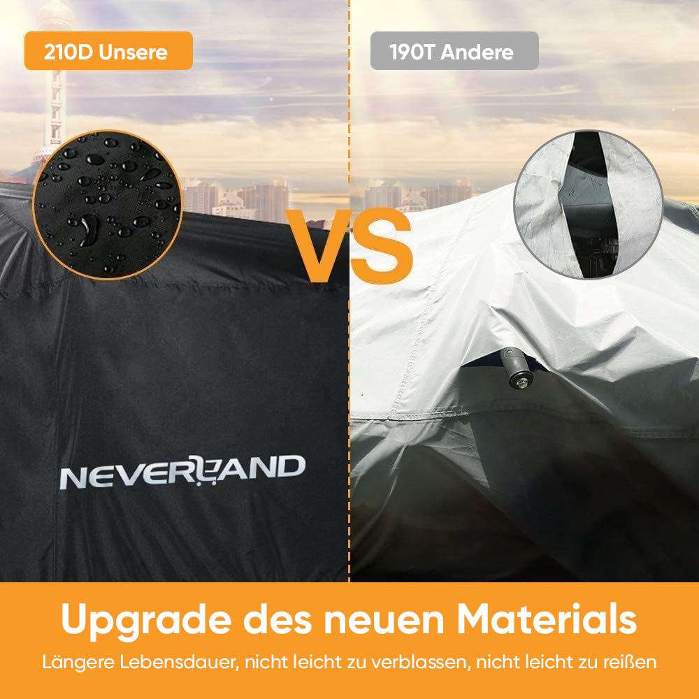 NEVERLAND XXXL Quad ATV Cover - Vehicle Protection Cover 256*110*120cm Phosphorescent Dirt Repellent Winterproof Dustproof Rain UV Protection Black
