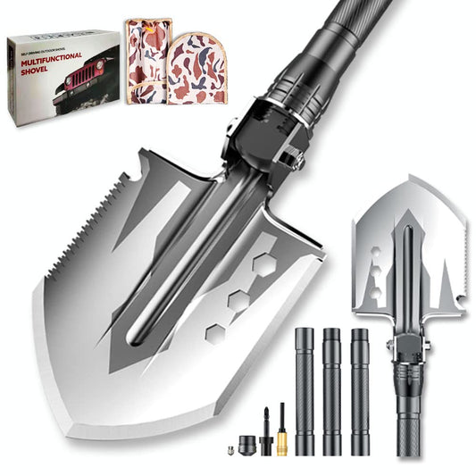 YANTOO Camping Multi-functional Folding Shovel, detachable portable shovel kit, shovel for camping, beach, hiking, outdoor, fishing, gardening, car emergency, etc.