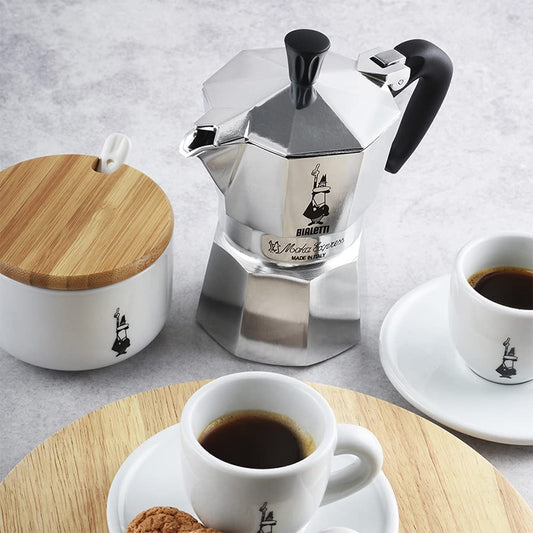Bialetti Moka Express Aluminum Stovetop Coffee Maker (2 cups), 90 milliliters, Silver/Black, 8 x 11 x 11 cm