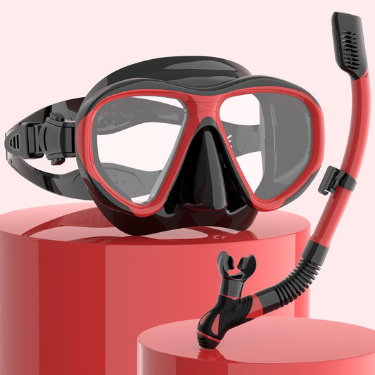 Findway adult snorkel set, snorkel set with diving mask and snorkel, anti-leak & anti-fog & anti-UV tempered glass diving mask for diving, snorkeling, and swimming, for women and men.