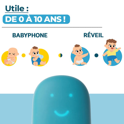 UrbanHello Remi - The Best Alarm Clock for Kids to help them sleep more - Audio Baby Monitor - Sleep monitoring - Nightlight - Speaker music - Blue