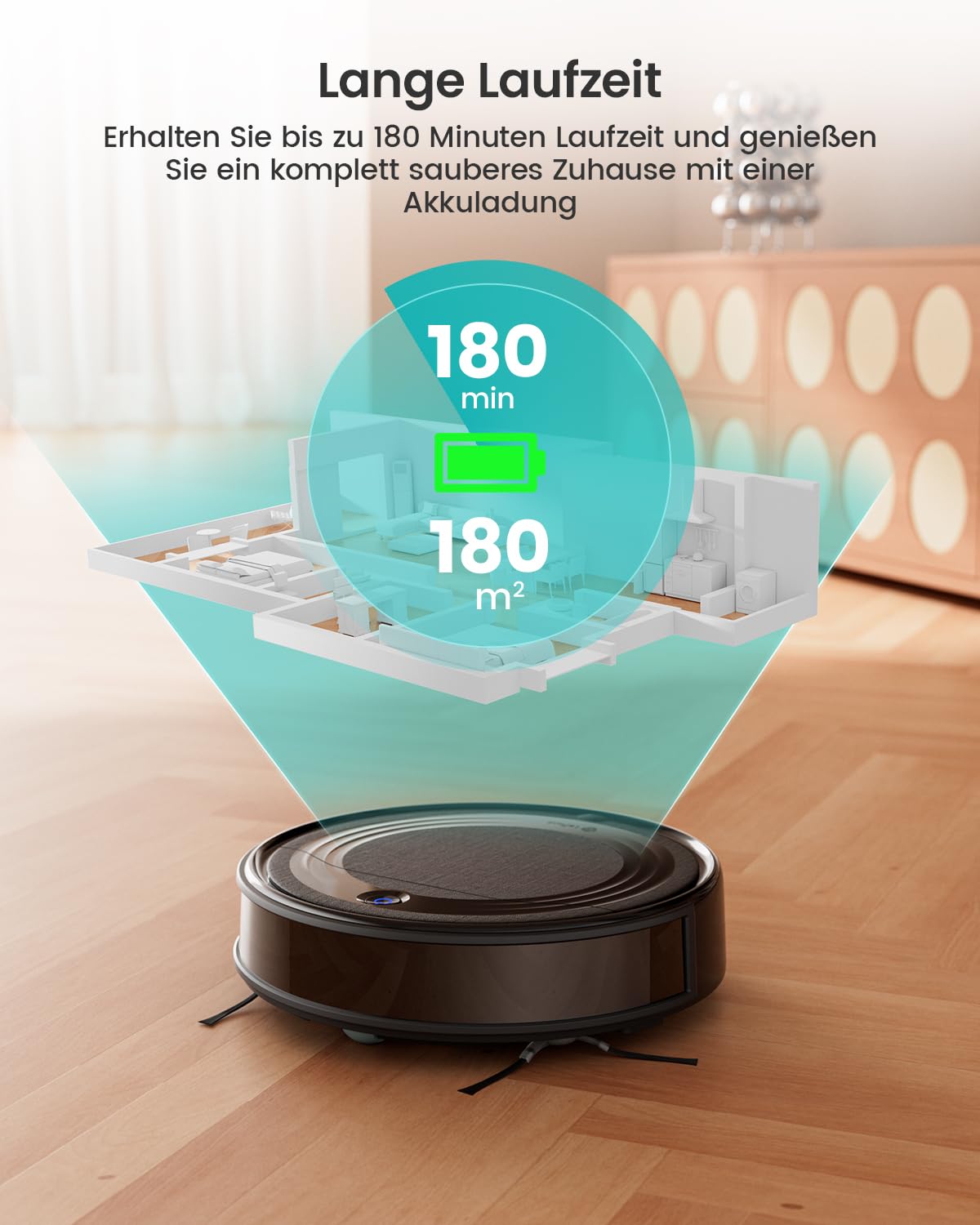 LEFANT Robot Vacuum M310, 4500Pa Super Slim Vacuum Cleaner Robot with precise obstacle avoidance, 180min runtime, HEPA filter, Wi-Fi Robot Vacuum for pet hair, carpets & hard floors