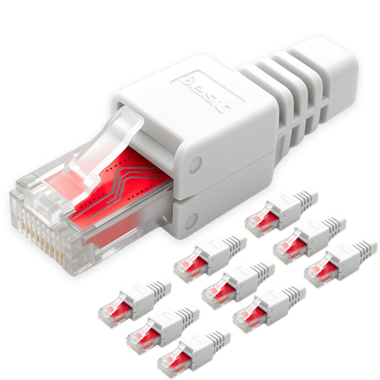 Germany B.e.s.t 10x network plug RJ45 CAT6 tool-free - tool-less LAN UTP cable plug for CAT5, CAT6, CAT7 - Suitable for installation and patch cables.