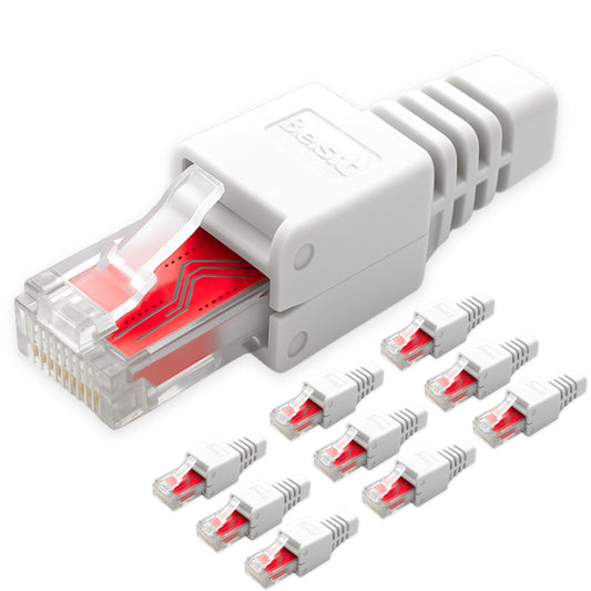Germany B.e.s.t 10x network plug RJ45 CAT6 tool-free - tool-less LAN UTP cable plug for CAT5, CAT6, CAT7 - Suitable for installation and patch cables.