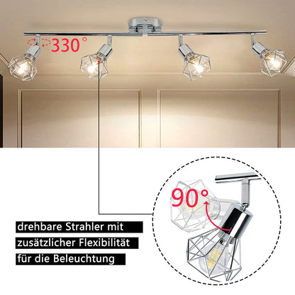 PADMA LED ceiling lamp kitchen swiveling ceiling spotlight 4-flame retro/vintage 4 x 4W (bulbs included) ceiling light living room warm white 3000K 1280 lumens E14 for bedroom office hallway dining room