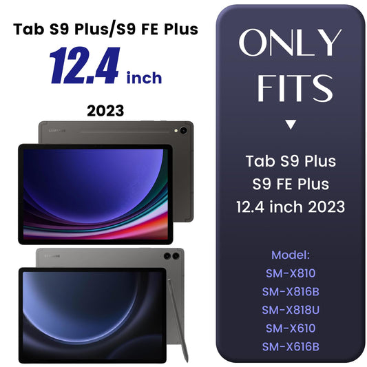 INFILAND for Samsung Galaxy Tab S9 FE+ Plus/S9+ Plus Case with Keyboard, [High-precision Touchpad] 360 Degree Rotatable Stand, German Backlit Bluetooth Samsung Galaxy Tab S9 Plus Keyboard, Black