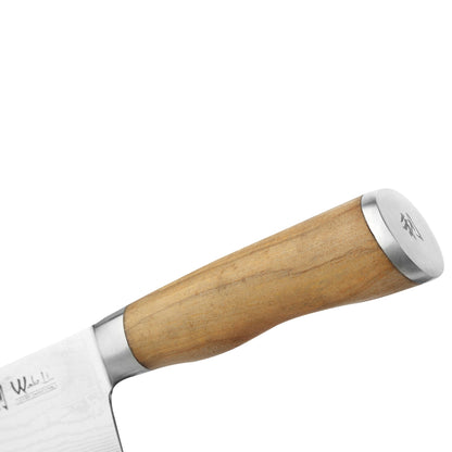 Wakoli Olive Damascus Kitchen Knife | Knife with 20cm blade made of 67 layers of Damascus steel with VG10 core | Olive wood handle | For meat, vegetables & fruits | Chef's knife in gift box - Sharp kitchen knife