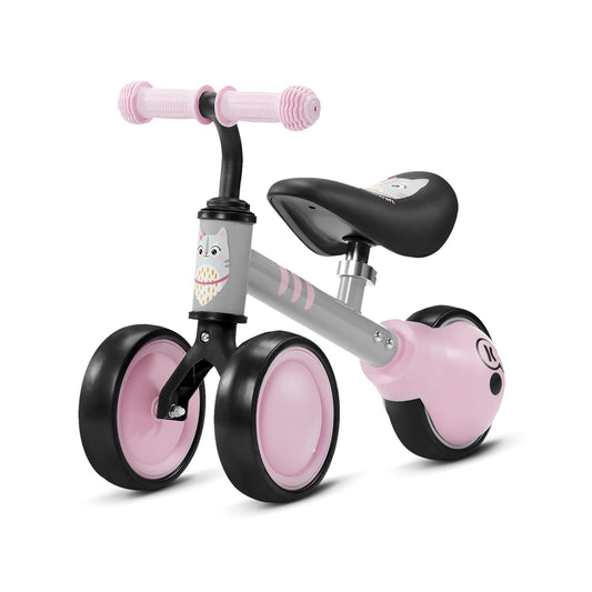 Children's balance bike CUTIE, learning bike, metal construction, modern design, safe construction, for children aged 1 year and up, pink color.