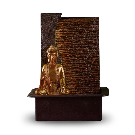 Zen'Light - Buddha Jati room fountain with removable yellow LED strip - Zen decor ideal for meditation and relaxation - Quiet water pump - Lucky fountain with closed circuit - H 40cm
