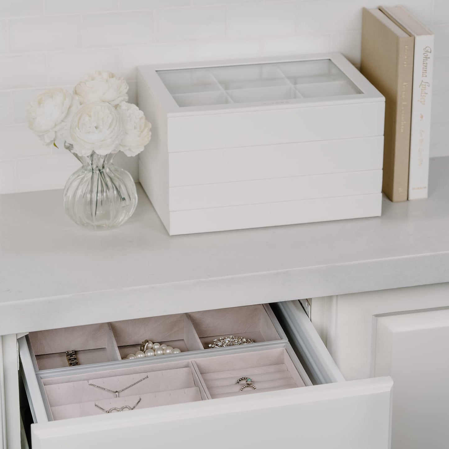 Vlando stackable jewelry trays jewelry box jewelry organizer jewelry storage - Large jewelry box women's jewelry display drawer insert for earring necklaces bracelet ring