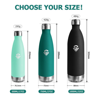 750ml thermos bottle, double-walled thermos flask suitable for carbonation, BPA-free leak-proof water bottle, insulated stainless steel drinking bottle for university, work, travel, sports, outdoor activities, boys, girls