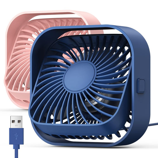 TOPK USB Fan 2 Pack Mini Desk Fans Quiet Operation, USB Powered Desk Fan, 3 Speeds and 360° Rotatable Head for Home Office Bedroom Desk Desktop