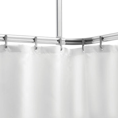 Sealskin Complete Set Easy Roll Shower Curtain Rod, Chrome Matte, Shower Curtain Holder for custom installation, Aluminum & Madeira Fabric Shower Curtain, Color: White, W x H: 180 x 200 cm
