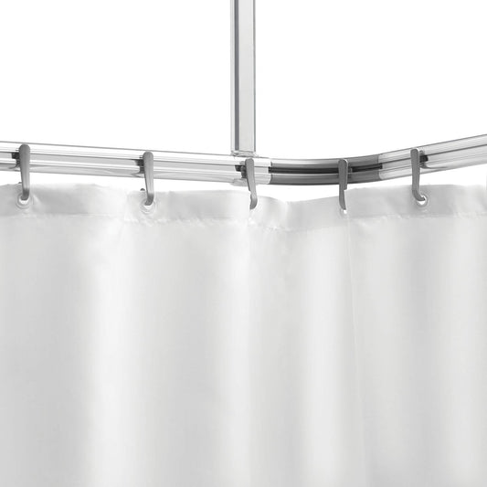 Sealskin Complete Set Easy Roll Shower Curtain Rod, Chrome Matte, Shower Curtain Holder for custom installation, Aluminum & Madeira Fabric Shower Curtain, Color: White, W x H: 180 x 200 cm