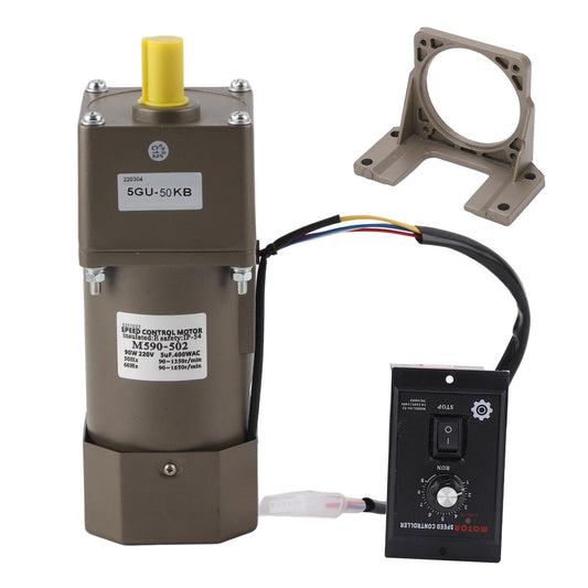 AC 220V 90W motor with adjustable speed infinitely variable frequency converter motor with gear controller and bracket (50K)