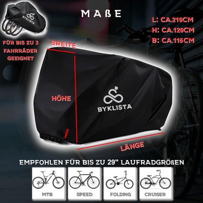 BYKLISTA Bike Garage for 2-3 bikes - bike cover waterproof made of 210D Oxford fabric with extra welded seams - bike tarpaulin bike cover bike protective cover