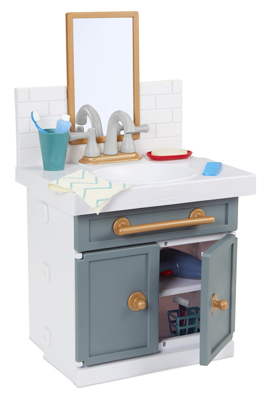 little tikes First Sink with Real Water Faucet Role Play for Kids, 12 Bathroom Accessories, Interactive, Original Toy, Multicolor, for ages 2 and up