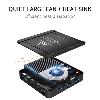Beelink T4 Pro Mini PC, Mini Desktop Computer 4GB DDR3 64GB eMMC Support 4K HD/BT 4.0/Dual HDMI/2.4G + 5G Dual WiFi.
