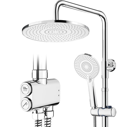 Rainsworth rain shower without fittings Chrome, 25 cm round rain shower and 3 spray modes shower head, shower system, shower column shower set for shower