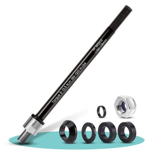 Quick-release axle adapter M12 x 1.0-160-178 mm quick-release axle with bicycle axle adapter, adjustable shaft length, compatible with most bike trailer couplings.
