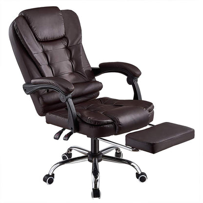 Panama office chair Heavy-Duty Executive Reclining Chair with Footrest made of PU Leather Gaming Chair (Brown), BOOC150FD
