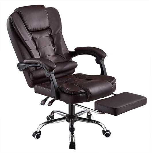 Panama office chair Heavy-Duty Executive Reclining Chair with Footrest made of PU Leather Gaming Chair (Brown), BOOC150FD