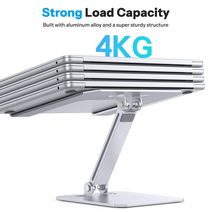 OMOTON Aluminum Laptop Stand Height Adjustable, Ergonomic Foldable Notebook Stand, Laptop Holder for laptops like MacBook Pro/Air (11-16 inch), Silver